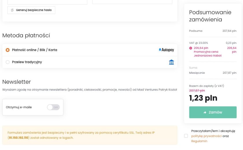 Zamówienie na LMS w HashMagnet