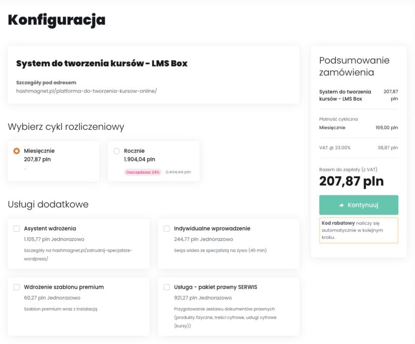 Zamówienie na LMS w HashMagnet