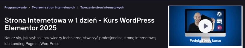 Strona Internetowa w 1 dzień - Kurs WordPress Elementor 2025 (Krzysztof Gonet)