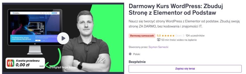 Darmowy Kurs WordPress: Zbuduj Stronę z Elementor od Podstaw (Szymon Sarnecki)