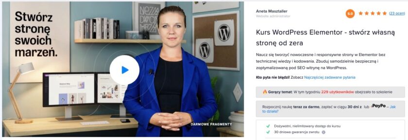 Kurs WordPress Elementor - stwórz własną stronę od zera (Anna Masztaller)