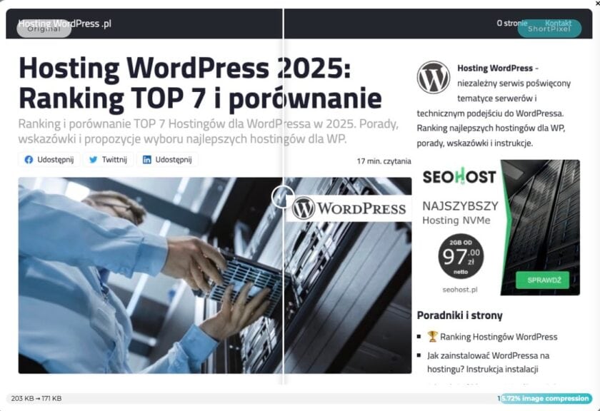 shortpixel - porównanie