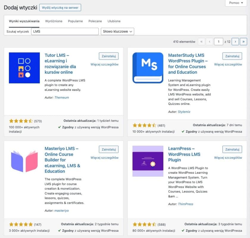 Instalacja LMS w WordPress