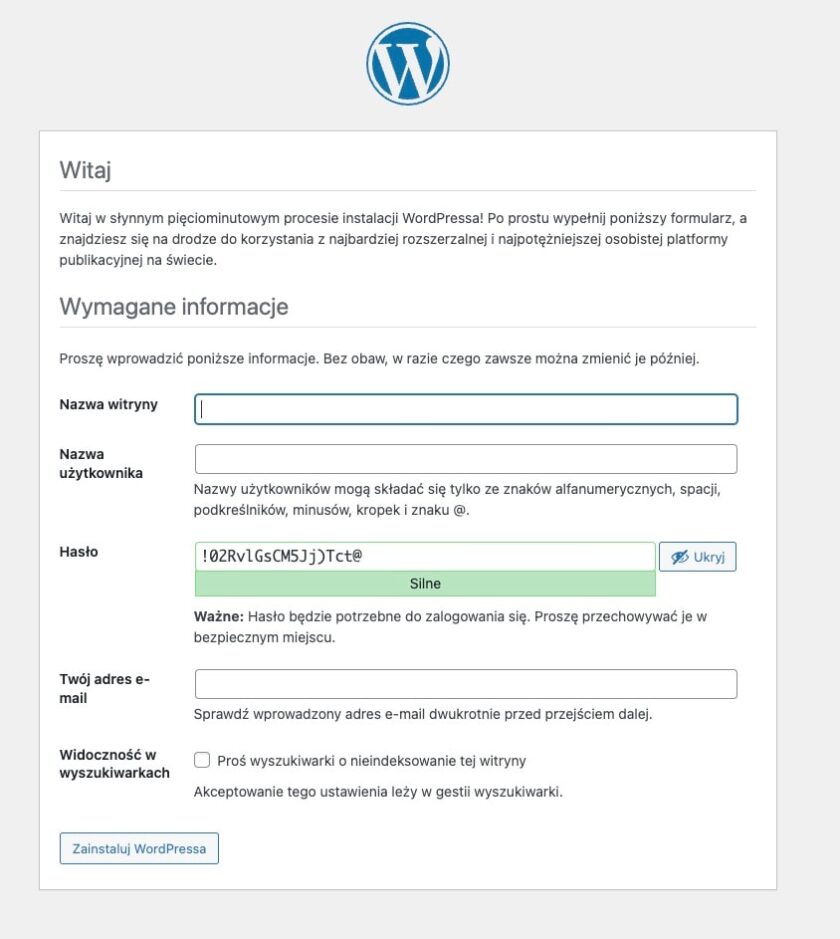 Instalacja WordPressa na localhost