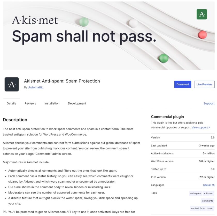 Akismet Anti-spam