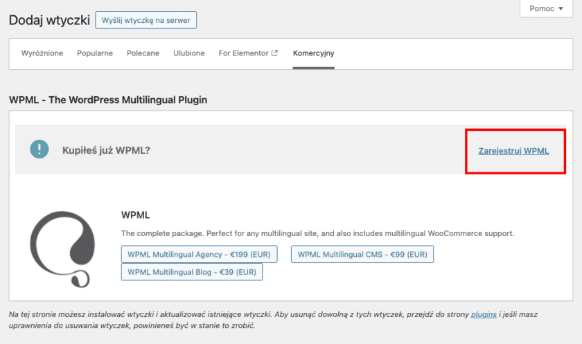 Dodawanie WPML do WordPressa