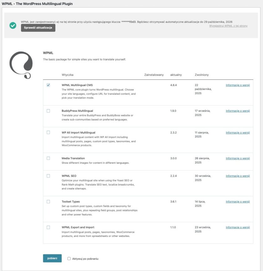 Dodawanie WPML do WordPressa