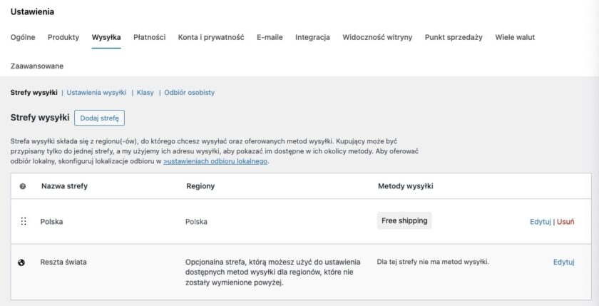 Zakładanie sklepu WooCommerce: Wysyłki