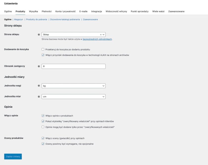 Zakładanie sklepu WooCommerce: Ustawienia
